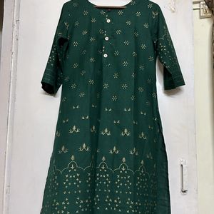 Dark Green Printed Kurta