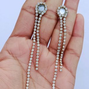 Kundan chain tassel earrings