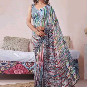 Samah Floral Print Gemortac Saree