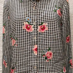 H&M Checkered Floral Printed Shirt