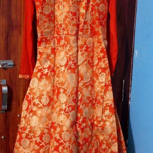 Orange Jacket Frock Suit For Girls