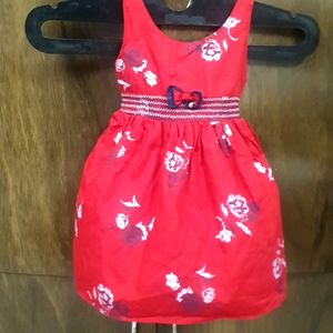 Rarely Used Red Cotton Frock 12 To 18 Month Baby