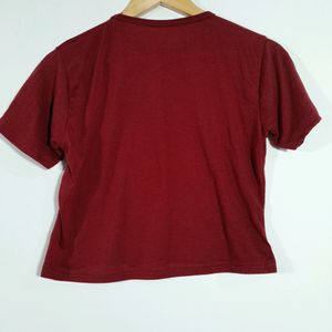 Maroon Casual Crop Top ( Women's)