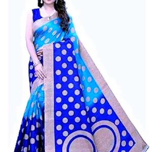 Beautiful Blue Saree With Blouse Material And,Belt