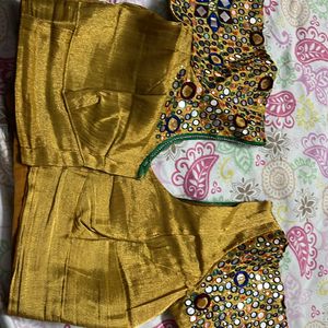 Golden Blouse With Mirror Work