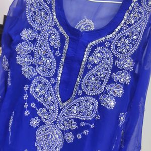 Hand Embroide Chikan Kurti Set , With Mirror Work