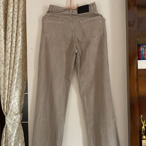 Beige Colour Denim Straight Leg Jeans