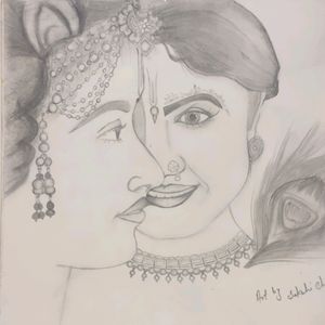 Pencil art Radha Krishna