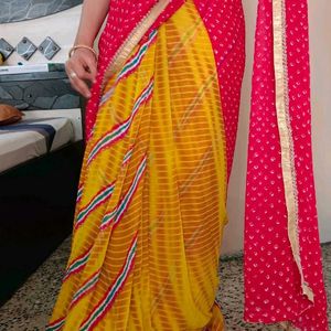 New Bandhni With Lahariya Saree