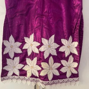 Purple Handwork Flower Suit Set