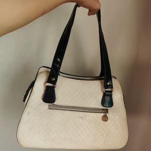 White & Turquoise Blue Handheld Bag(Women)