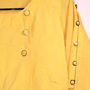 Casual Full Sleeves Yellow Top