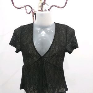 Korean Black Mesh Top