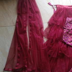 Frill Maroon Lehanga