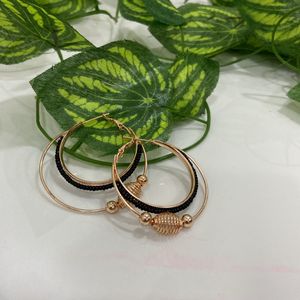 Rose Gold And Black Partywear Earrings