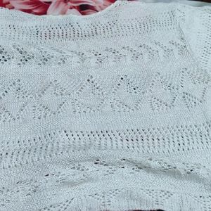 White Crotchet Crop Top