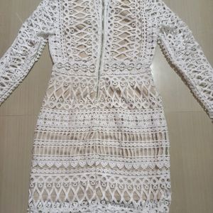 White Lace Overlay Dress