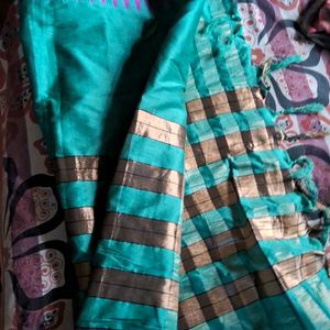 Sea Green Saree With Attractive Border