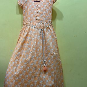 Peach Colour Tie-up Kurta Size M