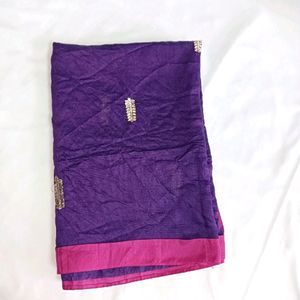 🎉50% OFF🎉Golden Zari Leaf Work Purple Dupatta