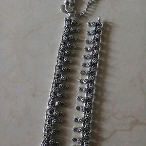 Silver Oxidised Anklet For Women's - 2