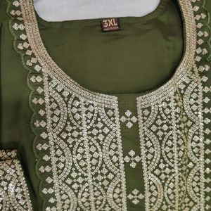 Heavy Embroidery Roman Silk Suit With Seq Dupatta