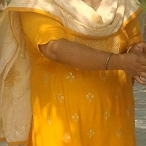 Yellow Plzoo Suit With Dupatta