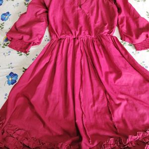 🎀very beautiful Maroon Colour Dress For Girl's🎀