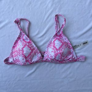 SHEIN Pink Snakeskin Bikini Top