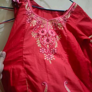 Red Kurti Set With Plazo