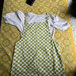 White Check Pinafore Dress