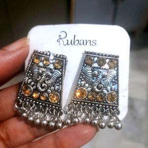 Rubans Silver Plated Oxidized Earrings