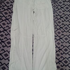 Low Waist White Cotton Cargo