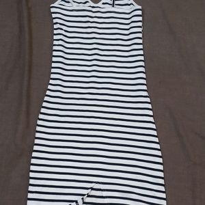 Black Strip A Line Dress