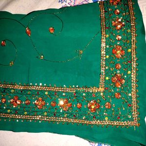 See green 💚  clr  embroidery work havy  saree