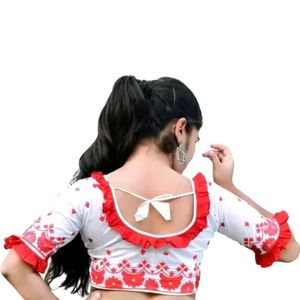 🌸Women White Red Fastive Blouse🌸