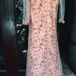 Net Embroidered Gown