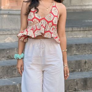 Boho Peplum Halter Top