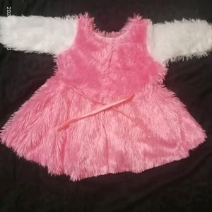 Pink Baby Fur Frock Never Used Like New