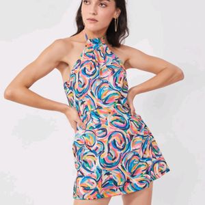 Printed Neck Mini Dress