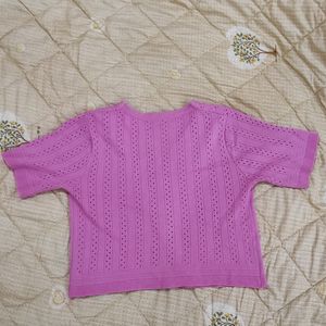 Pink Crop Front Button Top Size S