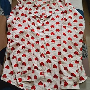 Heart Print White Shirt