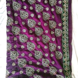 Heavy Work Purple Saree