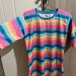 Korean Rainbow T-shirt Dress