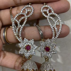 Stunning Diamond Jhumka With Chain