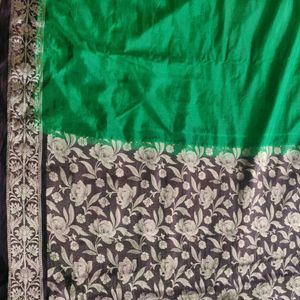 Green And Maroon Crepe Silk Saree