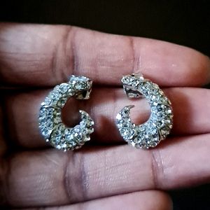 White Stone Stud Earring