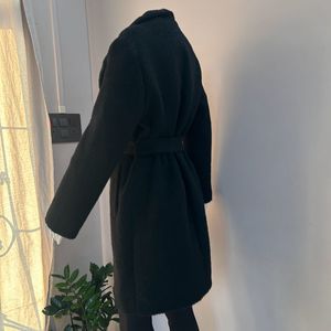 Black Soft Furry Wrap Coat