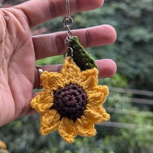 Crochet Handmade Sunflower Keychain