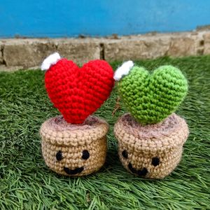 Crochet Heart Pot .